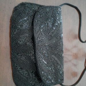 Black ladies sequined evening purse